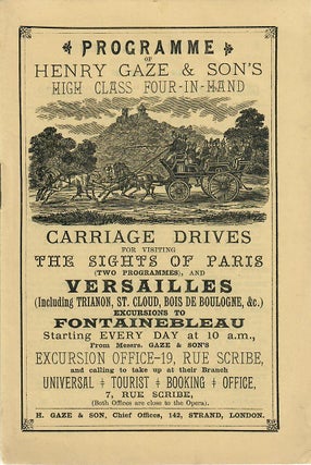 Item #15295 Programme of Henry Gaze & Son's High Class Four-in-Hand Carriage Drives for Visiting...