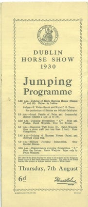 Item #15391 Jumping Programme: Dublin Horse Show 1930 [with use of Marconiphone public address...