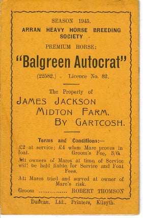 Item #16973 Premium Horse: "Balgreen Autocrat" (22582) [Clydesdale stallion card]. Arran Heavy...