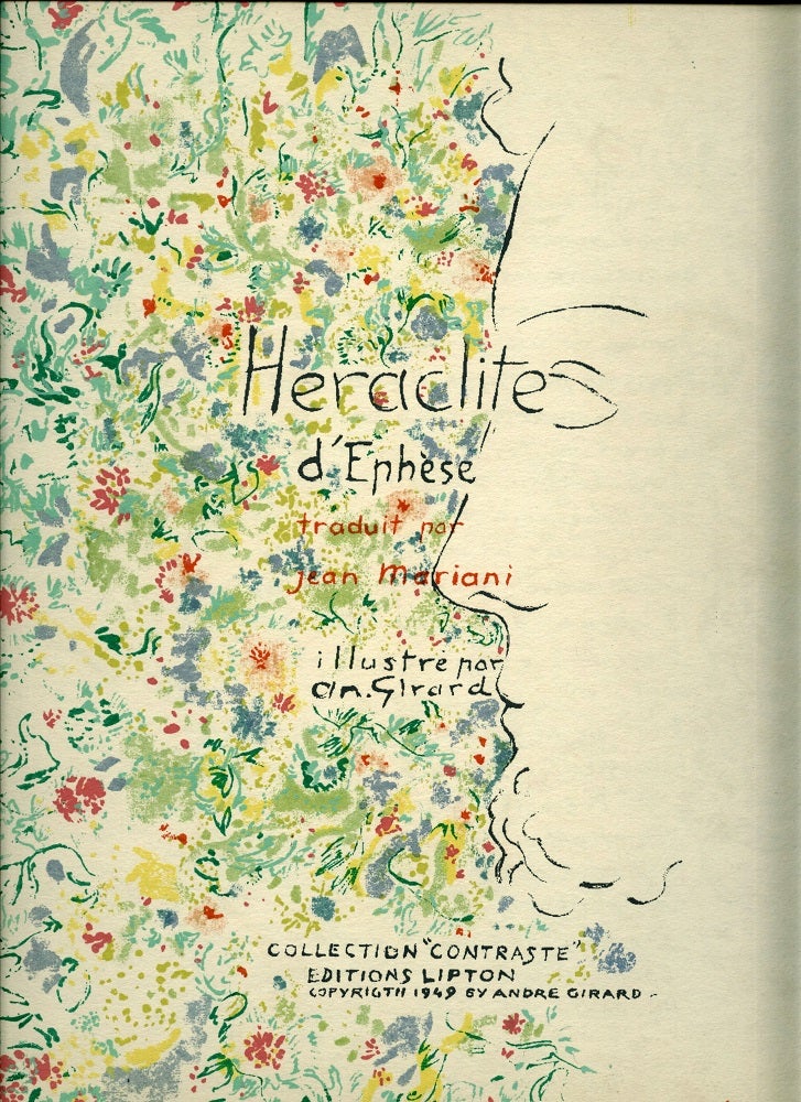 Item #25708 Les Pensees [serigraph artist's book, presentation copy, 1 of 50]. Heraclite d'Ephese, Andre Girard, Heraclitus.
