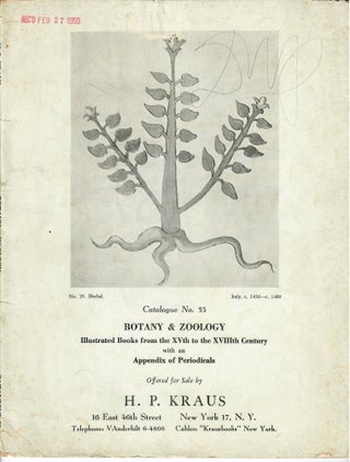 Item #26416 Catalogue 53: Botany & Zoology; Illustrated Books from the XVth to the XVIIIth...