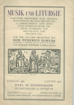 Item #26439 Katalog 392: Musik und Liturgie. Karl W. Hiersemann, bookseller