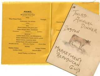 Item #26593 Third Annual Dinner [menu printed on silk]. Boston Marketmen's Republican Club