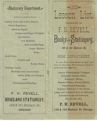 Item #30049 1883 Lesson List. Books and Stationery F H. Revell