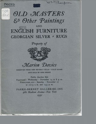 Item #30290 Paintings by Old Masters and Other Works . . . English Furniture of the XVIII Century...