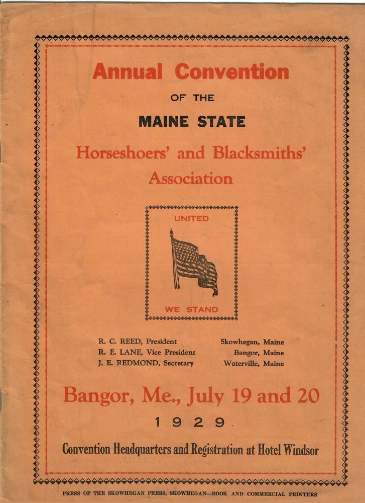 Item #3042 Annual Convention [1929]. Maine State Horseshoers, Blacksmiths Association.
