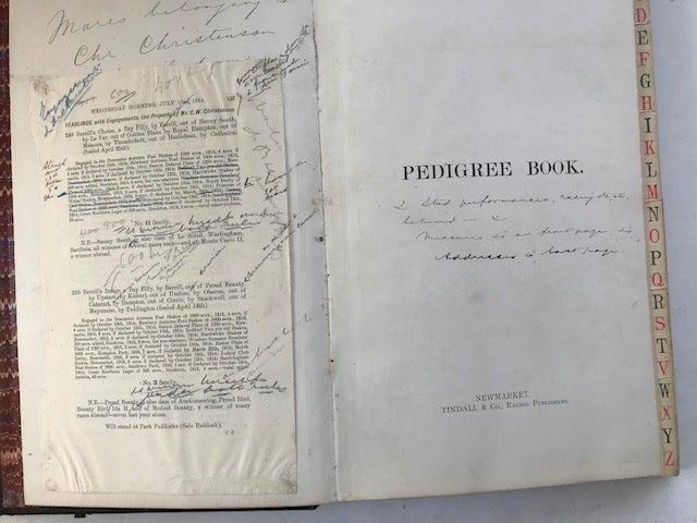 Item #30422 Pedigree Book: Mares belonging to Chr. Christenson, Hailsham (1909). Thoroughbred breeder Chr. Christenson.