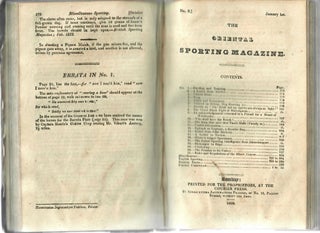 The Oriental Sporting Magazine: Vol. 1, Nos. 1-4