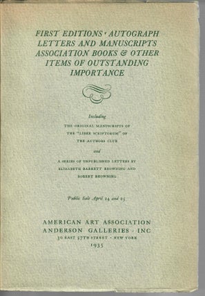Item #30513 Catalogue 4175: First Editions, Association Books, Autograph Letters and Manuscripts...