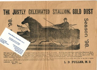 Item #30597 The Justly Celebrated Stallion, Gold Dust; Season '98. L. D. Fuller, M. D