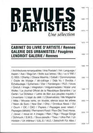 Item #30616 Revues d'artistes; Une Selection. Marie Boivent, ed