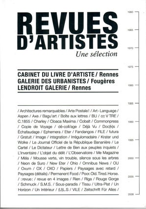 Item #30616 Revues d'Artistes; Une Selection. Marie Boivent, ed