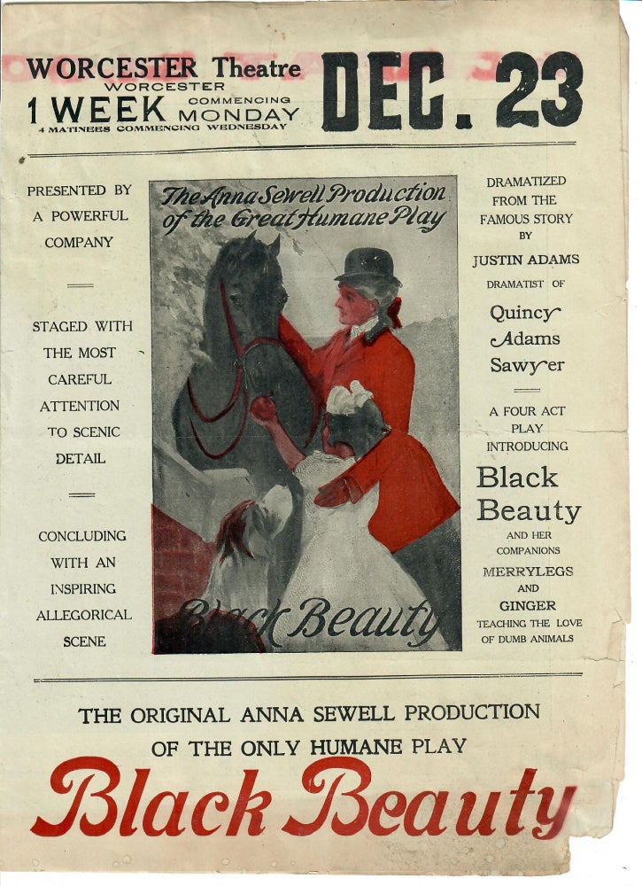 Item #30735 The Original Anna Sewell Production of the Only Humane Play Black Beauty. No named author.
