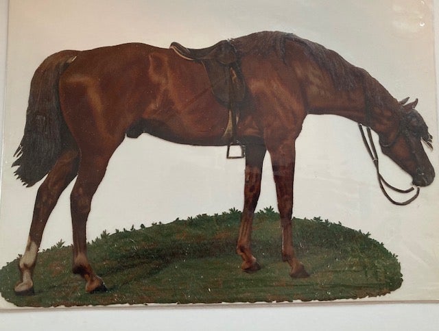 Item #30755 [Large Embossed Chromolithograph Die-Cut of Saddled Horse]. Anonymous.