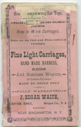 Item #30818 Fine Light Carriages, Hand Made Harness, Sleighs and Business Wagons [cover title]....