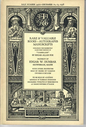 Item #31022 Sale 4422: Rare & Valuable Books Autographs Manuscripts . . . Property of Edgar W....