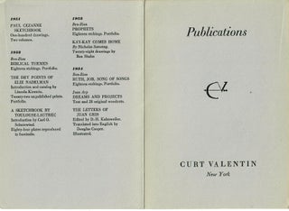 Item #31071 Publications. Curt Valentin