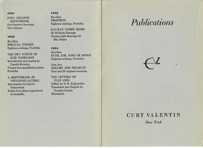 Item #31071 Publications. Curt Valentin.
