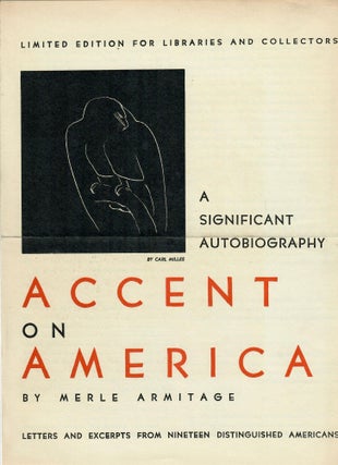 Item #31095 Prospectus for Accent on America by Merle Armitage. E. Weyhe, firm