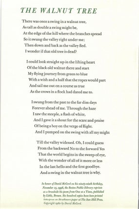 Item #31121 The Walnut Tree. David McCord