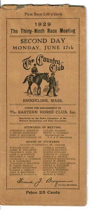 Item #31156 [Steeplechase and Hunt Race Program, June 17, 1929]. Brookline The Country Club, MA