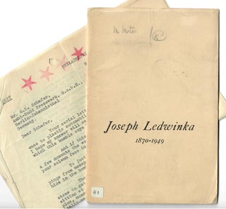 Item #31180 Joseph Ledwinka 1870-1949 + letter laid in. No named author