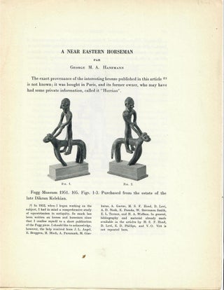 Item #31294 Offprints of two scholarly articles on ancient Syrian equestrian bronzes: "A Near...