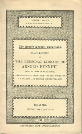 Item #31303 Catalogue of the Personal Library of Arnold Bennett. Sotheby and Co