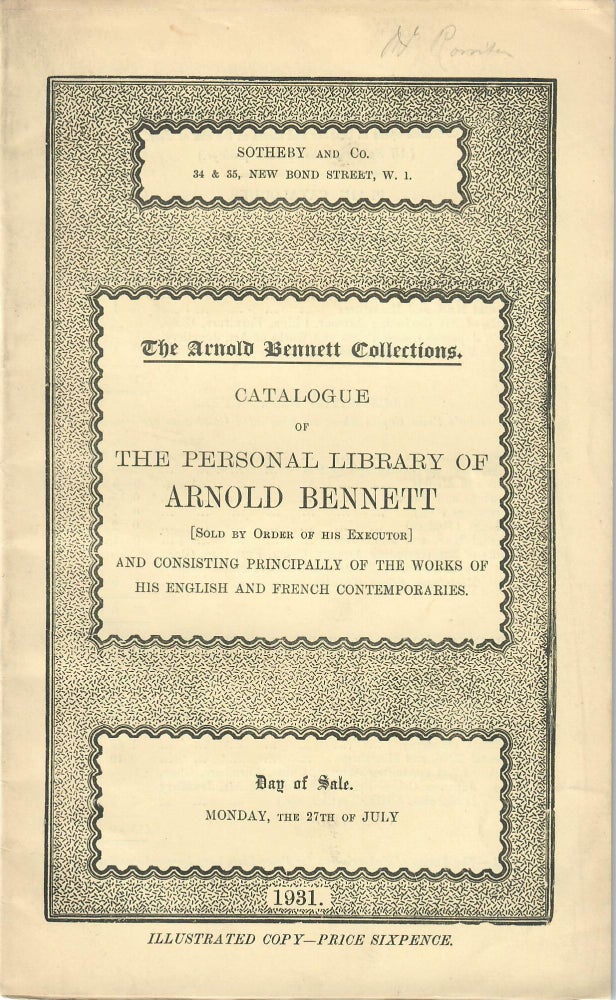 Item #31303 Catalogue of the Personal Library of Arnold Bennett. Sotheby and Co.