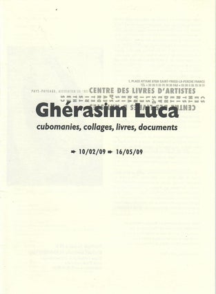 Item #31359 Gherasim Luca; Cubomanies, Collages, Livres, Documents. Didier Mathieu