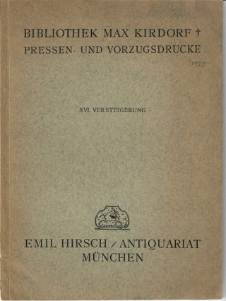 Item #31384 Bibliothek Max Kirdorf. Emil Hirsch Antiquariat