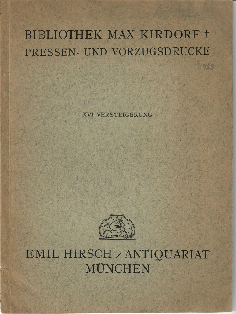 Item #31384 Bibliothek Max Kirdorf. Emil Hirsch Antiquariat.