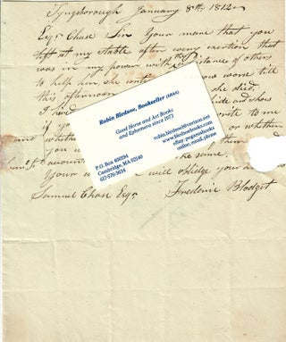 Item #31409 Letter about the disposal of a dead horse. Frederic Blodget
