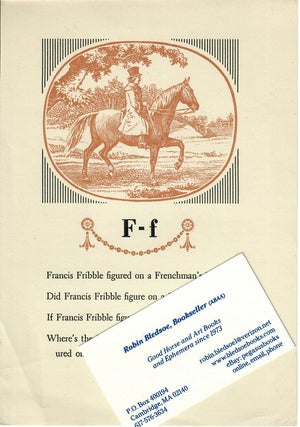 Item #31512 "Francis Fribble figured on a Frenchman's Filly". Willard Johnson