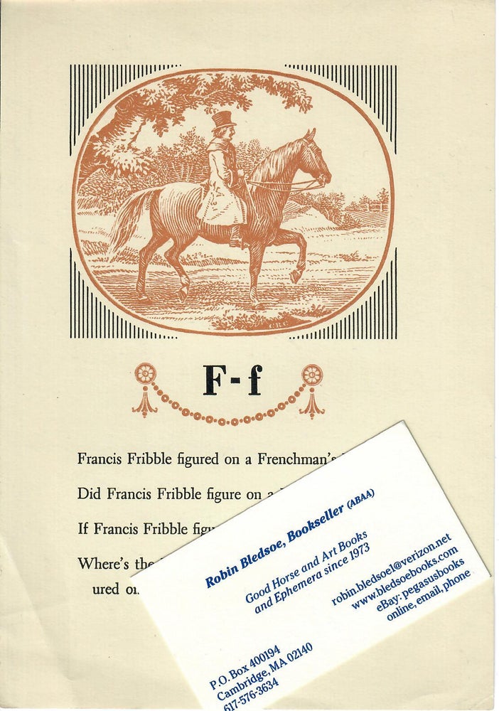 Item #31512 "Francis Fribble figured on a Frenchman's Filly" Willard Johnson.