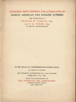 Item #31604 Inscribed First Editions and Autographs by Famous American and English Authors; The...