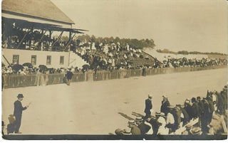 Item #31845 [Real Photo Postcard: Racetrack and Grandstand]. No stated photographer