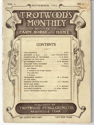 Item #31848 Trotwood's Monthly: November 1905; Devoted to Farm, Horse and Home. John...