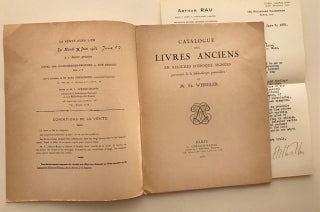 Item #31857 Catalogue des livres anciens en reliures d'epoque signees; provenant de la...