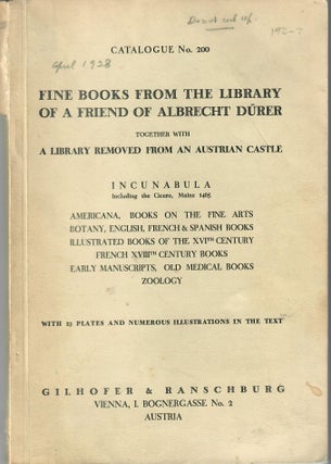 Item #31865 Catalogue 200: Fine Books from the Library of Hieronymus Holzschuher (1469-1529) the...