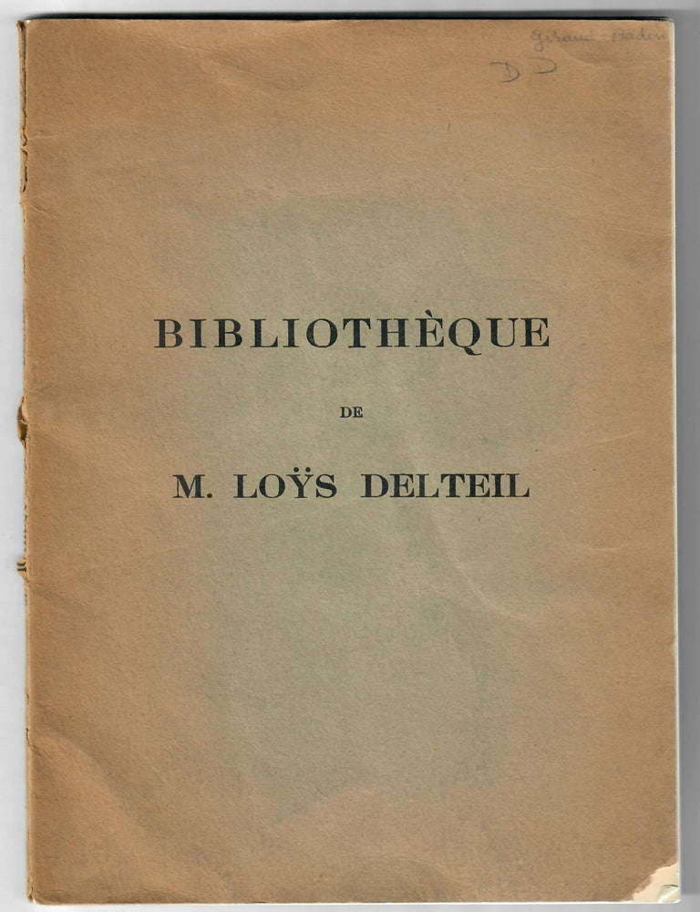 Item #31937 Catalogue de livres relatifs aux beaux-arts gravure-peintre provenant de la bibliotheque de Feu M. Loys Delteil [cover reads: Bibliotheque de M. Loys Delteil]. Andre Desvouges F. Lair-Dubreuil, auctioneers.