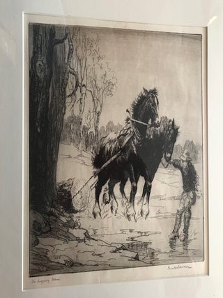 Item #32044 The Logging Team. Artist uncertain