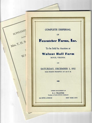 Item #32131 Complete Dispersal of Foxcatcher Farms [William du Pont, Jr.] AND Supplementary...