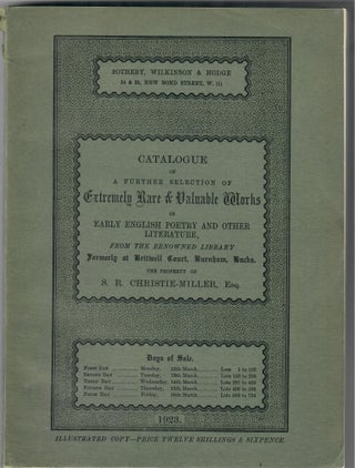 Item #32177 Catalogue of a Further Selection of Extremely Rare & Valuable Works in Early...