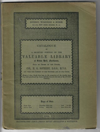Item #32539 Catalogue of a Selected Portion of the Valuable Library at Ecton Hall, Northants.;...