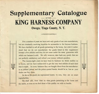 Item #32574 Supplementary Catalogue. King Harness Company