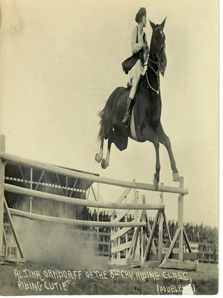 Item #32575 Real Photo Postcard: Alzina [Azina] Orndorff of the 8th Cav. Riding Class Riding...