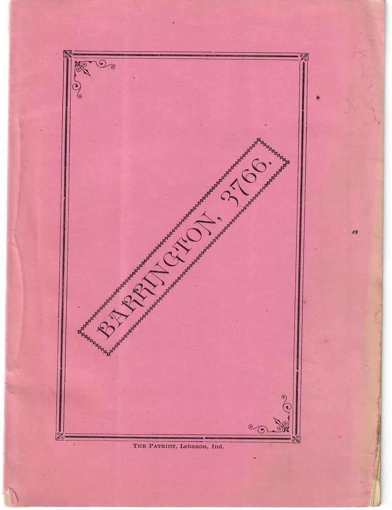 Item #32732 Barrington, 3766 [cover title]. J. S Darnell.