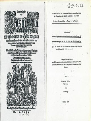 Item #32783 Beitrag zur Bibliographie der deutschsprachigen tierarztlichen Literatur von Beginn...