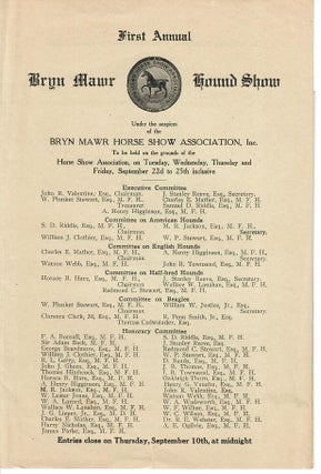 Item #32816 First Annual Bryn Mawr Hound Show. Bryn Mawr Horse Show Assocation